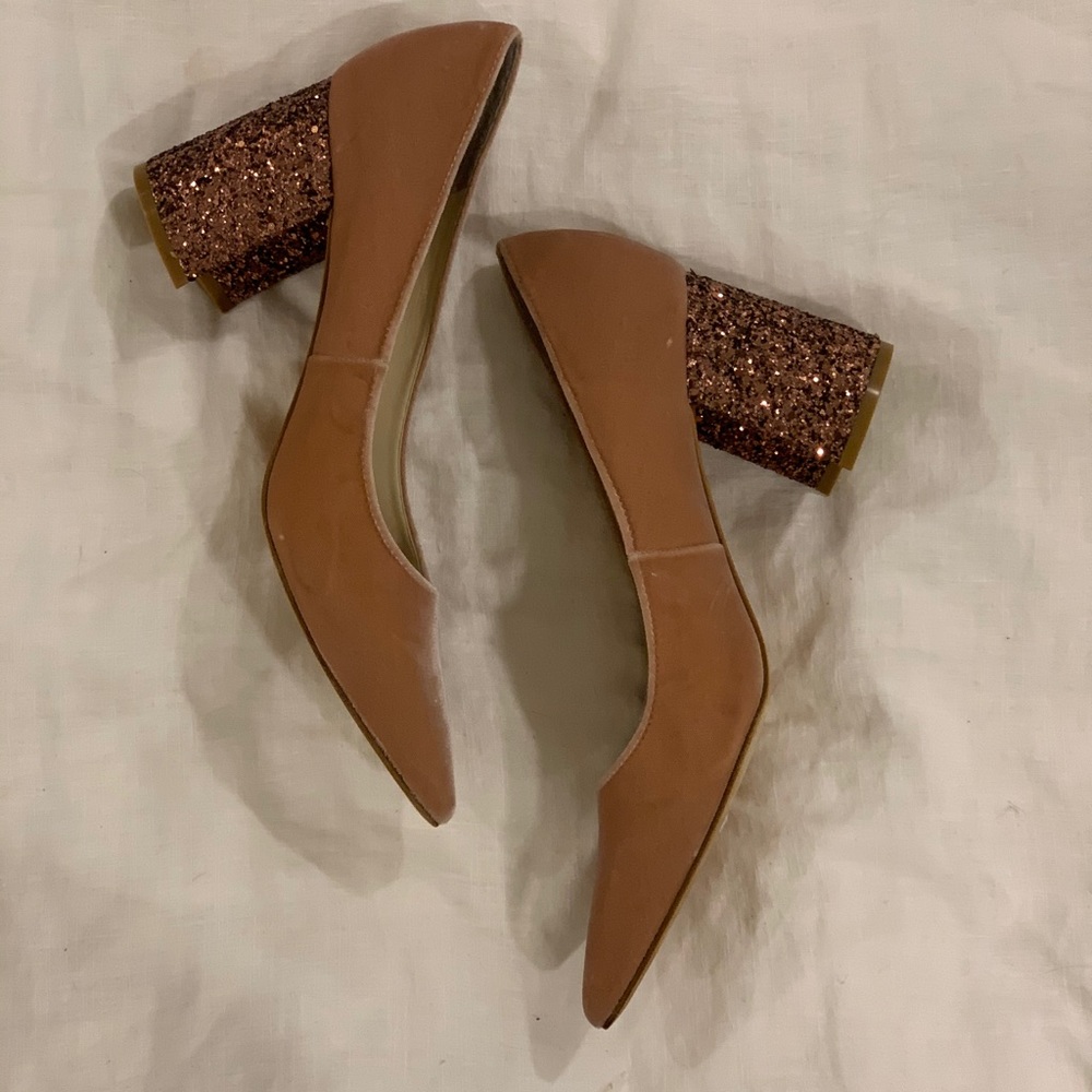 Marc Fisher Zala pink velvet glitter heels